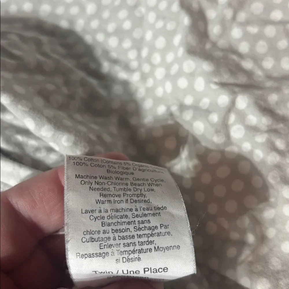 Pottery barn teen twin size sheet set top flat mini polka dot grey white cotton - Picture 4 of 4